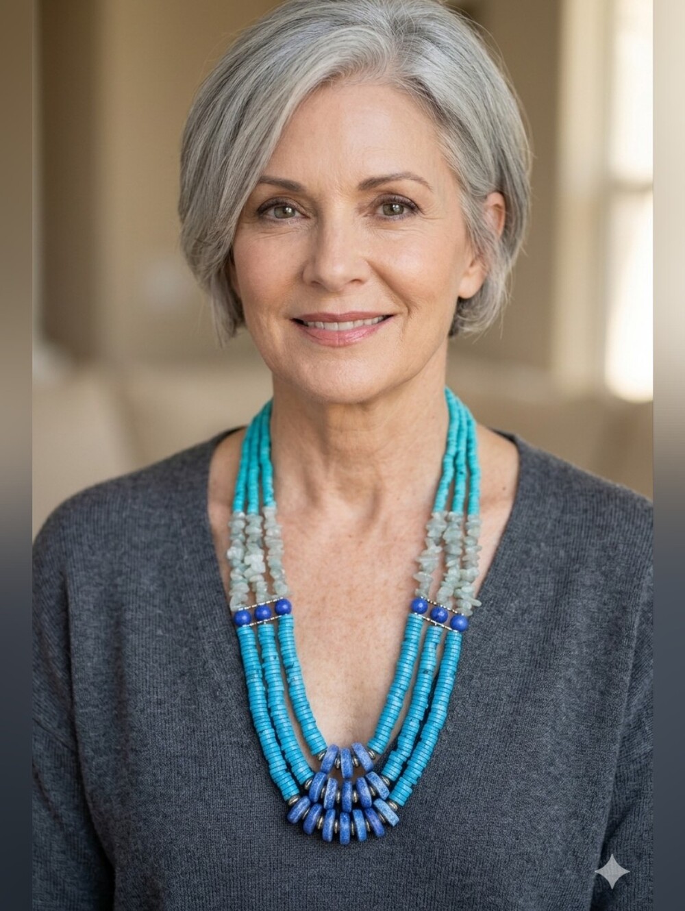 Turquoise Multi-Strand Beaded Statement Necklace - Brand: Chico's